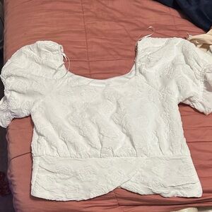 Elegant White Textured Women's Top